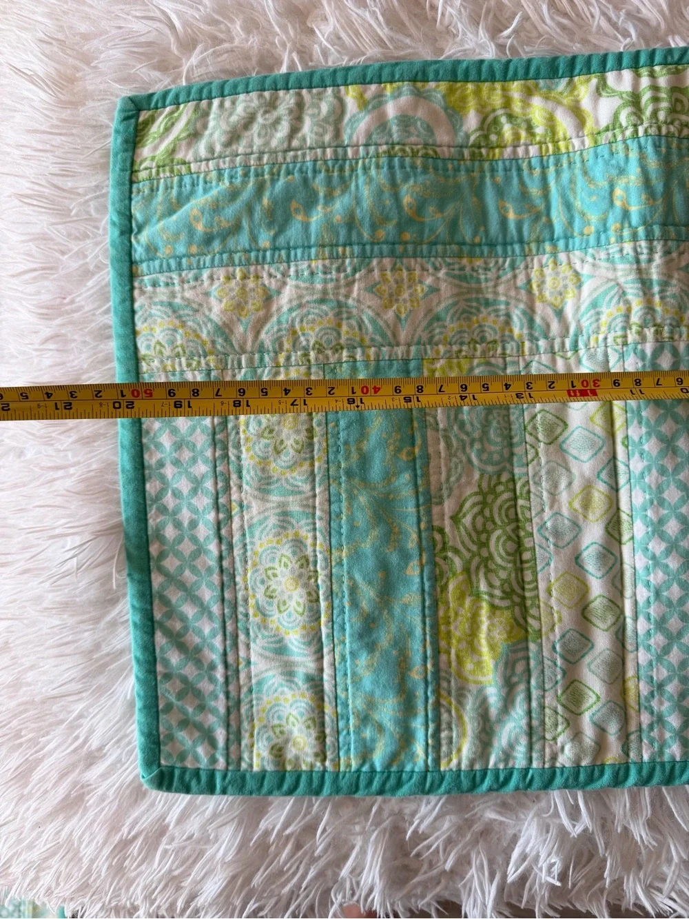 Aqua and Cream Reversible Quilted Bed Throw - Brand